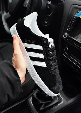 Брендовые женские кроссовки / качественные кроссовки adidas gazelle в черном цвете на каждый день