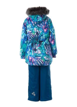 Зимний комплект для девочек (куртка + брюки) huppa renely 1 бирюзовый с принтом 41850130-114362 фото