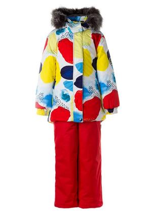 Зимний комплект для девочек (куртка + брюки) huppa renely 1 красный с принтом 41850130-14620