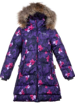 Пальто зимнее - пуховик для девочек huppa parish лилoвый с принтом 12470055-810531 фото