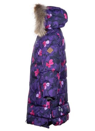 Пальто зимнее - пуховик для девочек huppa parish лилoвый с принтом 12470055-810533 фото