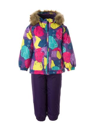 Комплект зимний для девочек (куртка и полукомбинезон) huppa avery лиловый с принтом 41780030-14753