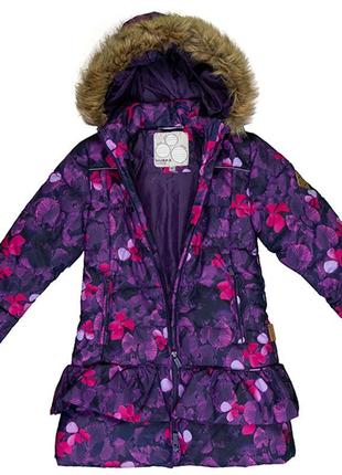 Пальто зимнее для девочек huppa whitney лилoвый с принтом 12460030-816534 фото