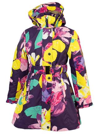 Пальто демисезонное для девочек плащ huppa leandra темно-лиловый с принтом 18030004-81373