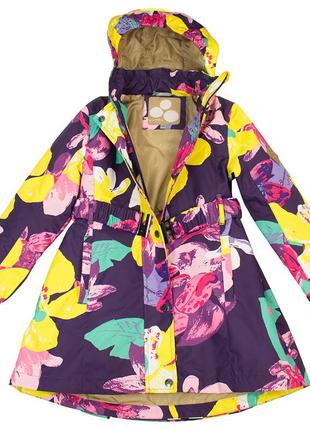 Пальто демісезонне для дівчат плащ huppa leandra темно-ліловий з принтом 18030004-813734 фото