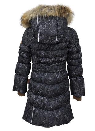 Пальто зимнее для девочек теплое huppa yasmine черный с принтом 12020055-732092 фото