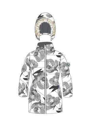 Пальто зимнее для девочек пуховик huppa patrice 2 белый с принтом 12520237-11520