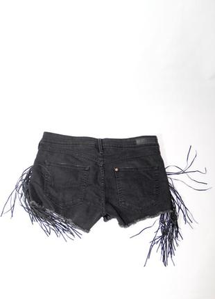 Черные джинсовые короткие шорты с бахромой бренд h&m4 фото