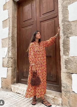 Шикарное длинное платье из хлопка zara