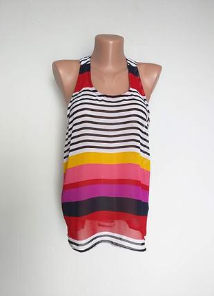 Яркая летняя блуза -майка с оригинальными полосками сзади  , atmospehere 10(38)