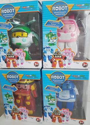 Робокар полі, трансформер, робот, іграшка, машинка, robocar poli, рой, ембер, хеллі, швидка допомога, вертоліт, пожежна, набір серія комплект 2