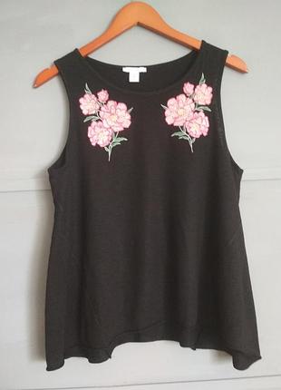 Річна майка. футболка. туніка. актуальна блуза. квіти. вишивка. топ