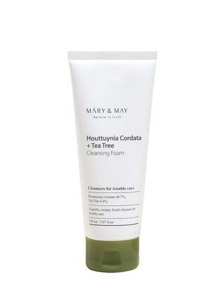 Пенка с гуттуиной и чайным деревом mary&amp;may houttuynia cordata tea tree cleansing foam 150 ml