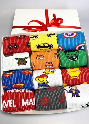 Подарунковий бокс чоловіча шкарпетки в супергероями 40-45 р3 фото