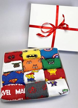 Прикольні жіночий  подарунковий бокс з шкарпетками супер героїв 36-41р5 фото