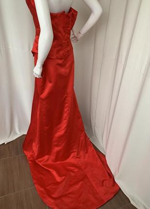 Винтаж концертное роскошное платье со шлейфом бюстье атлас6 фото