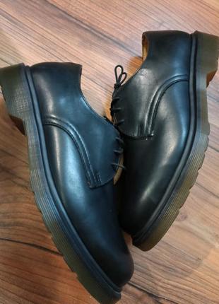 Ботинки моднi туфлi оригинал dr. martense airwair black plain welt smooth leather 1461 shoes2 фото