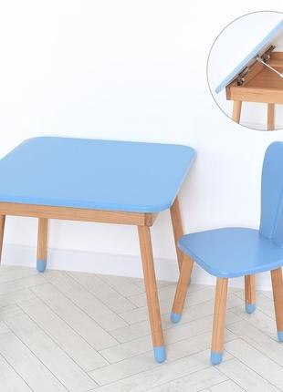 Комплект arinwood зайчик table з ящиком пастельно синій (столик + стілець) 04-025blakytn-table