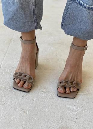 Кожаные босоножки на кольца туфли из натуральной кожи на высоком каблуке на каблуке замшевые замш7 фото