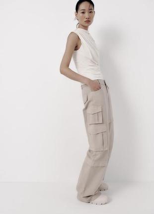 Широкие брюки карго со средней посадкой zara - xs, s, l2 фото