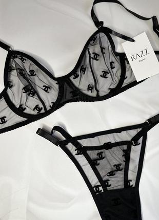 Жіноча білизна із сіточки шанель . ліф і трусики