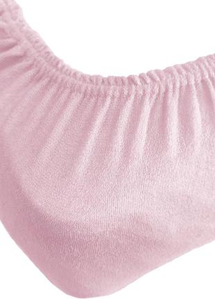 Простирадла на резинці 160 200 на резинці двоспальне чохол на матрац, простирадло для матраца махрова рожева