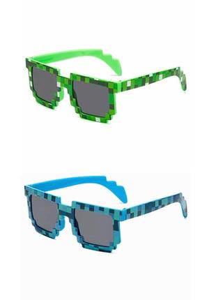 Распродажа прикольные очки солнцезащитные окуляри сонцезахисні пиксель сині зелені1 фото