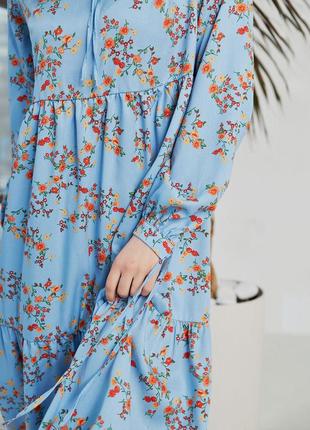 Цветочное миди платье свободного кроя платье в цветы цветочный принт.2 фото