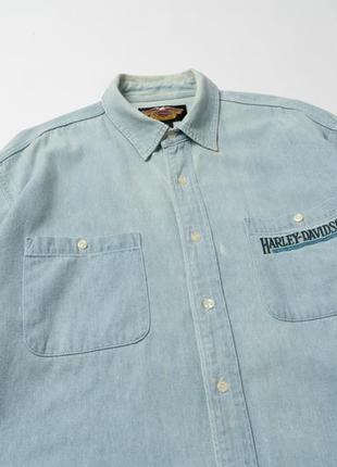 Harley-davidson vintage denim shirt мужская джинсовая рубашка3 фото