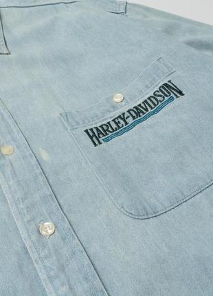 Harley-davidson vintage denim shirt мужская джинсовая рубашка4 фото