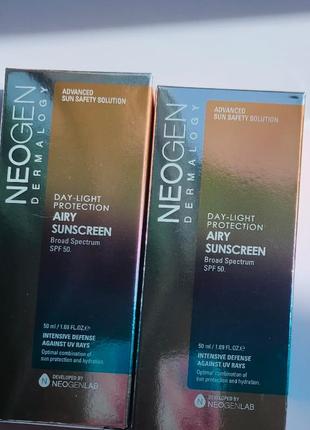 Легкий сонцезахисний крем neogen dermalogy day light protection airy sunscreen spf 50+ 50 ml