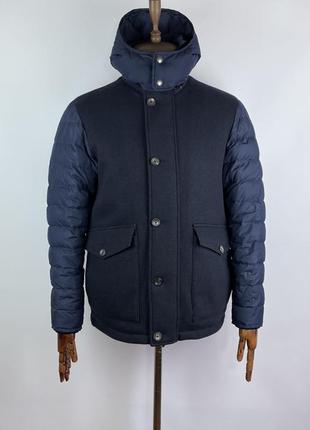 Оригинальный мужской шерстяной пуховик hackett london navy mayfair wool down mix jacket