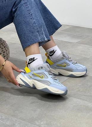 Женские кроссовки nike m2k tekno blue yellow
