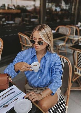 Бавовняна сорочка в смужку оверсайз zara