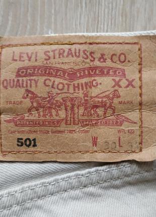 Джинсы levi's 501 оригинал светло бежевого цвета, размер 30/3410 фото