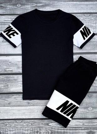 Комплект nike шорты + футболка черная/белая качественный, стильный s, m, l, xl3 фото