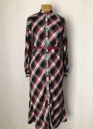Яркое длинное платье рубашка в клетку от h&amp;m, размер 38, укр 44-46-481 фото
