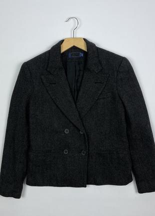 Женский шерстяной твидовый двубортный пиджак блейзер polo ralph lauren double breasted wool tweed bla