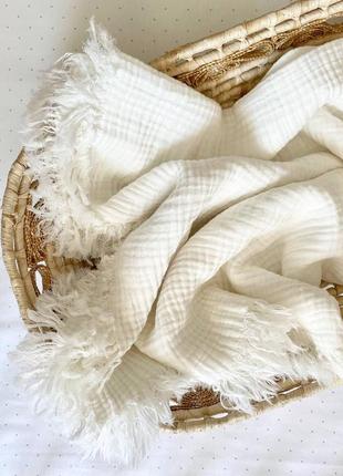 Муслиновый плед 80х100 см и 90х105 см, с бахромой и без