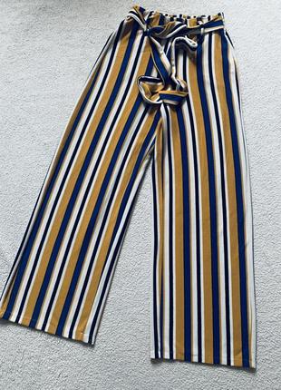 Стильные брюки широкие в полоску кюлоты палаццо брюки летние bershka2 фото