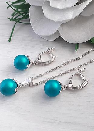 Серьги с жемчугом сваровски и кулон swarovski
