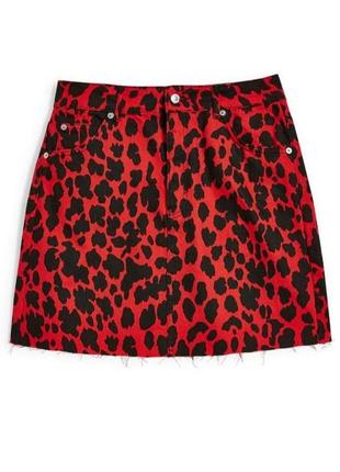 Джинсовая юбка topshop с леопардовым принтом2 фото
