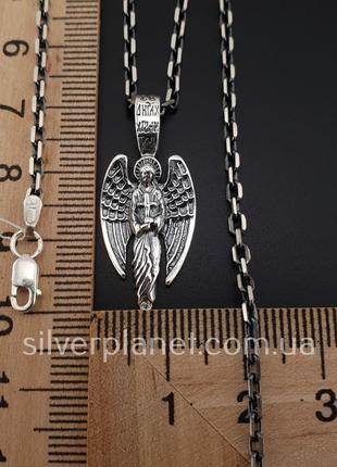 Серебряная цепочка и кулон ангел хранитель серебро. якорная цепь и подвеска ладанка ангел хранитель2 фото