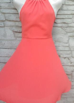 Нежное, шифоновое платье кораллового цвета3 фото