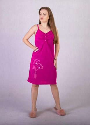 Ночная рубашка на тонких бретелях "маки"