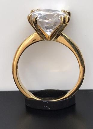 Кольцо с большим камнем серебро 925 проба позолота 4,56 г 17,3 мм лот в85ко