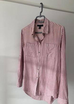 Полосатая рубашка нежно розового цвета1 фото