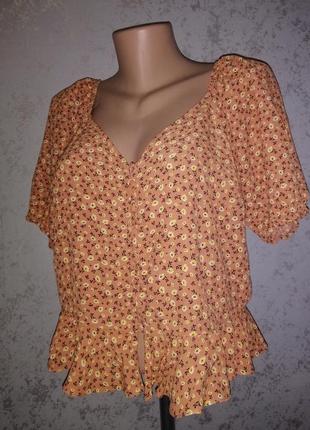 Летняя блуза на пуговицах топ в романтическое стиле цветочек2 фото