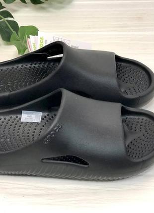 Шлепанцы crocs mellow slide black слайды черные кроксы мужские унисекс шлепанцы5 фото