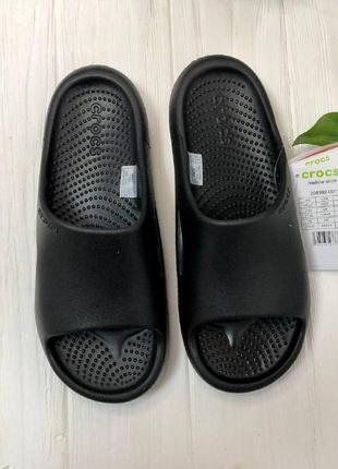 Шлепанцы crocs mellow slide black слайды черные кроксы мужские унисекс шлепанцы7 фото